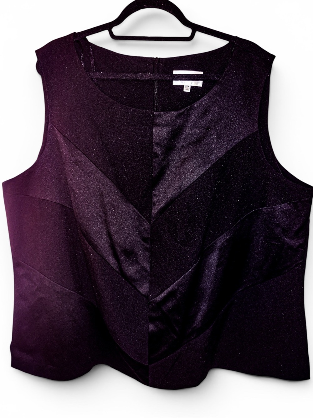 Studio I Black Satin Sleeveless Blouse Plus Size 24W Career Top Hidden Zip